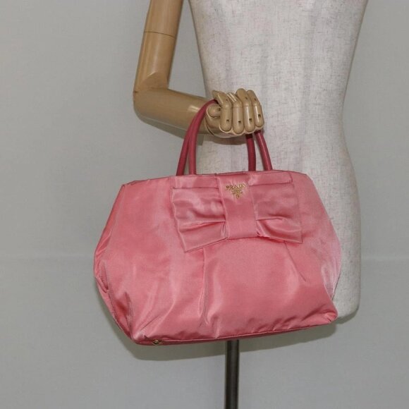 PRADA Tote Bag Nylon Pink Gold Auth 147954 - Picture 1 of 16